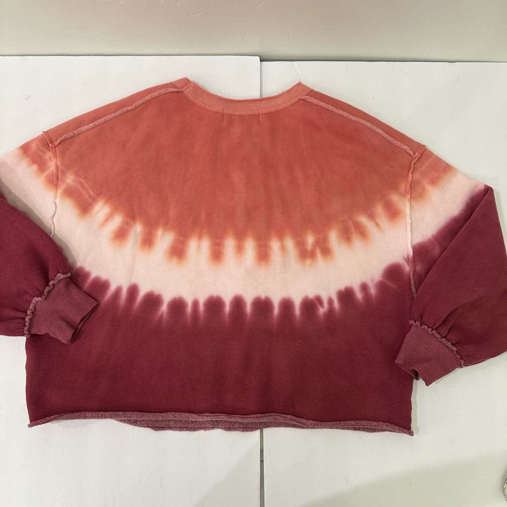 Wildfox Pink White & Maroon Dip Tie Dye Sweatshirt Women Medium - Picture 2 of 8